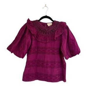 Sézane Elsa Embroidered Blouse Size 36